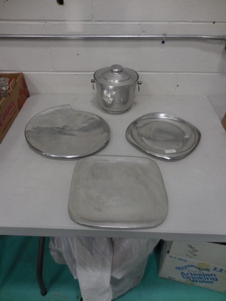 3 Nambe Platters and a Vintage Ice Bucket (1 of 2)