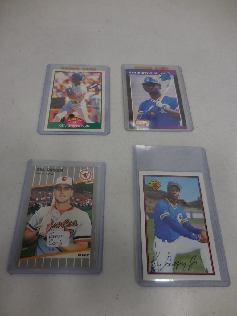 Ken Griffey Jr. Cards including Rookie and Bill Ripken Fleer 1989 #616 "Fuck Face" Card (1 of 2)