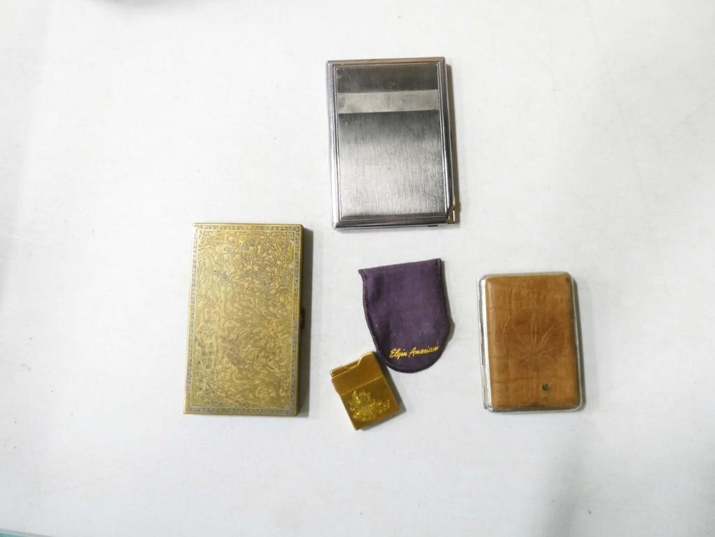 Tobacciana Lot incl 3 Cigarette Cases - 1 with a built in Lighter plus 1 More Lighter (1 of 5)