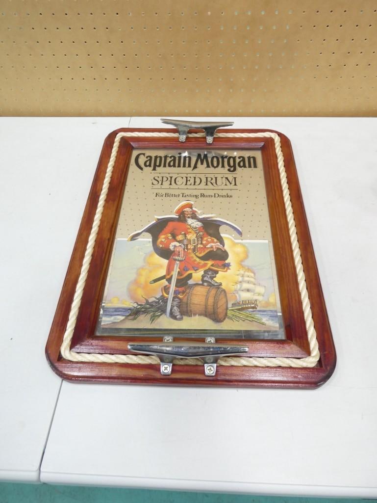 Vintage Captain Morgan Spiced Rum Bar Mirror 21" x 16" (1 of 2)