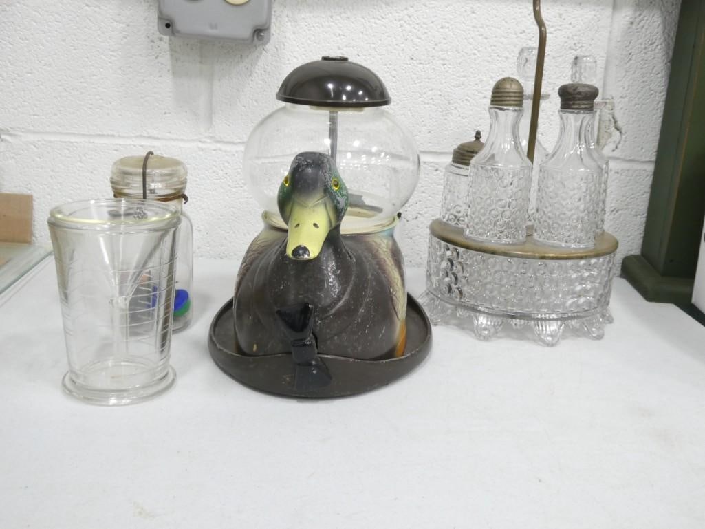 Vintage Glass Cruet and Shaker Set with Caddy, Mallard Duck Gumball Machine or (1 of 5)