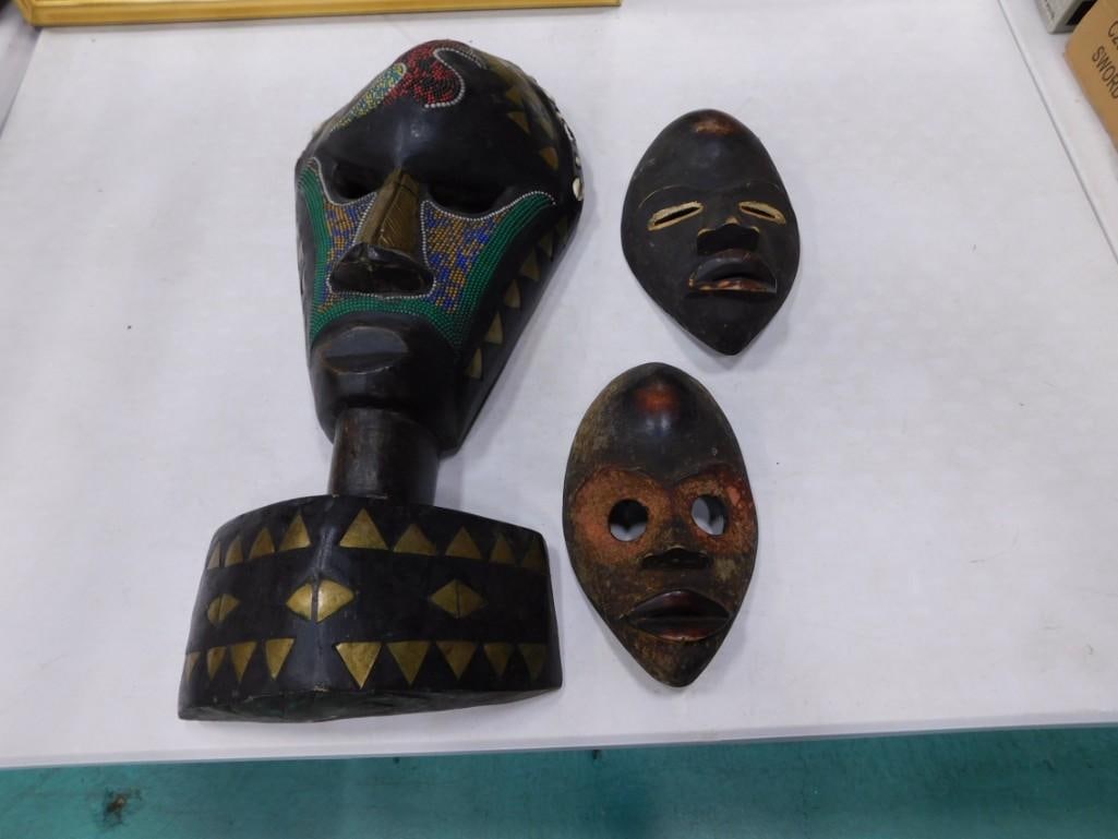 3 Decorative Wood Tribal Masks (1 of 6)