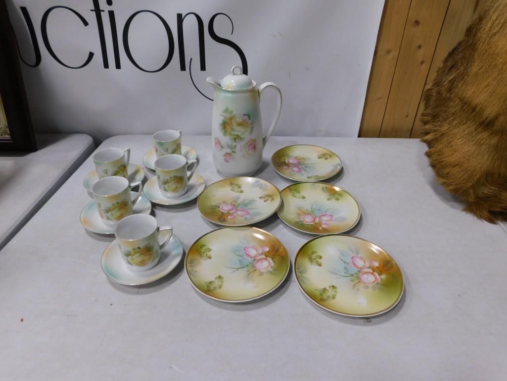Ceramic Lot including Lilas Made in Germany, Coffee Pot, Cups, Plates, Painted Floral Design, etc. (1 of 5)