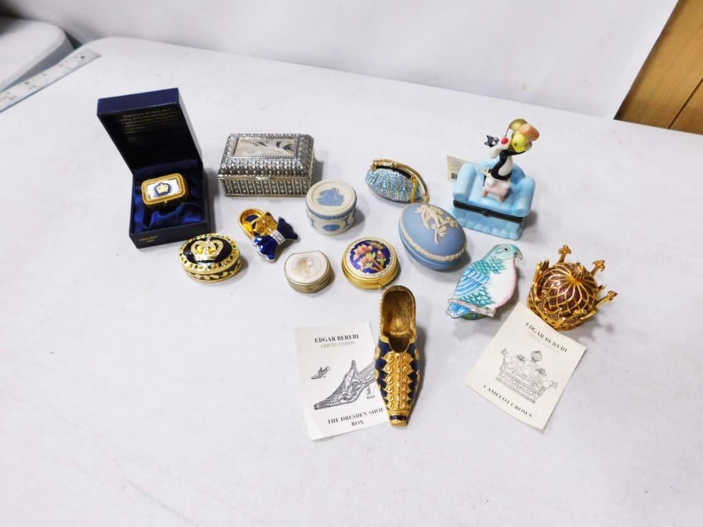 Lot of Trinket Boxes incl Edgar Berebi, Alastor Enamels, Sylvester and Tweety, etc (1 of 3)