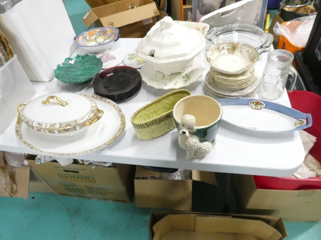 Lot of Misc China and Ceramic incl Vintage, Poodle Planter, Covered Vegetable Dish with Matching Pla (1 of 11)