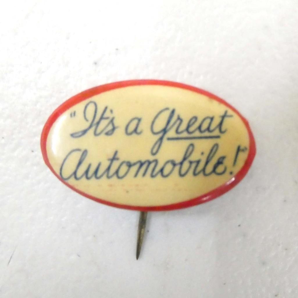 1920's-1930s Marmon Motor Car Company Pinback "It's a Great Automobile!" The New Marmon (1 of 5)