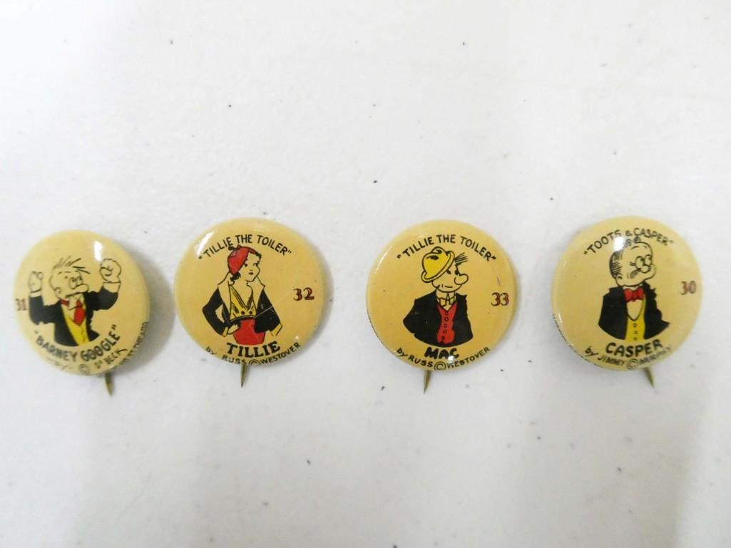 1930s Western Theatre Premium Pinbacks incl Toots & Casper, Barney Google, Till (1 of 7)