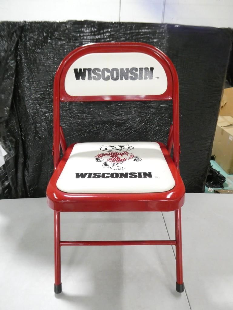 Wisconsin Badgers Folding Chair with Bucky Badger Red and White University of Wisconsin: Wisconsin Badgers Folding Chair with Bucky Badger Red and White University of Wisconsin