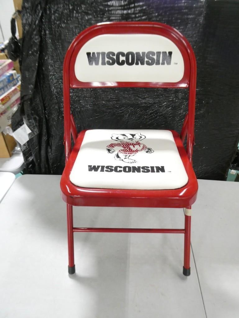 Wisconsin Badgers Folding Chair with Bucky Badger Red and White University of Wisconsin: Wisconsin Badgers Folding Chair with Bucky Badger Red and White University of Wisconsin