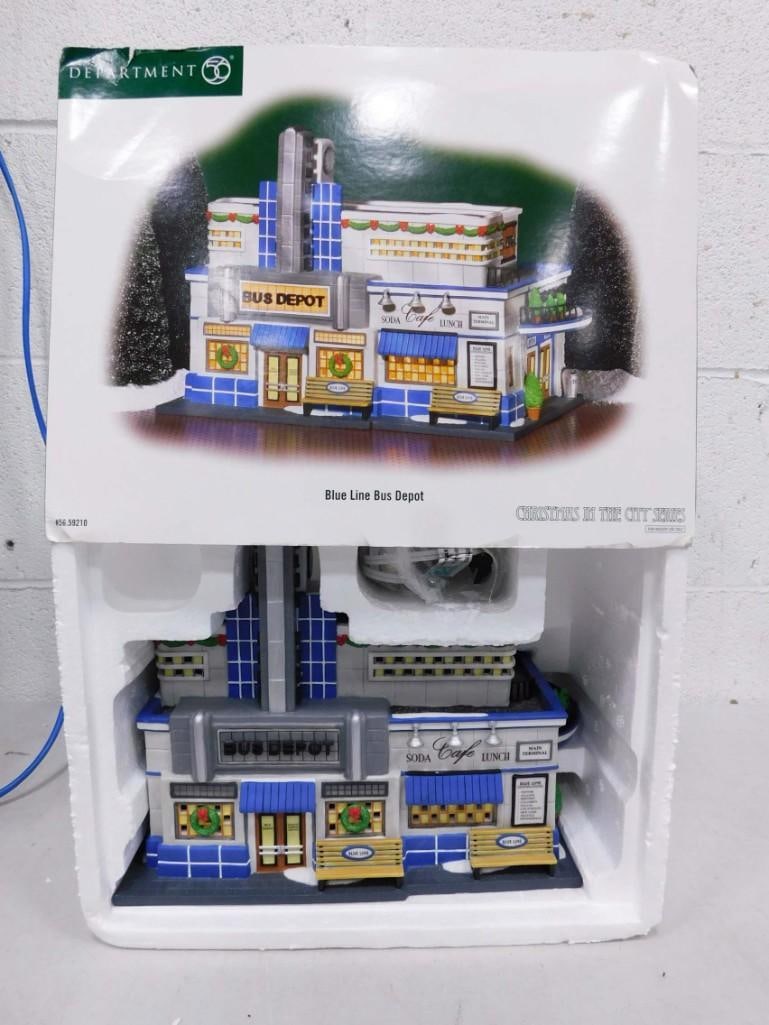 Dept 56 Blue Line Bus Depot Christmas in the City Series 56.59210 in Original Box (1 of 3)