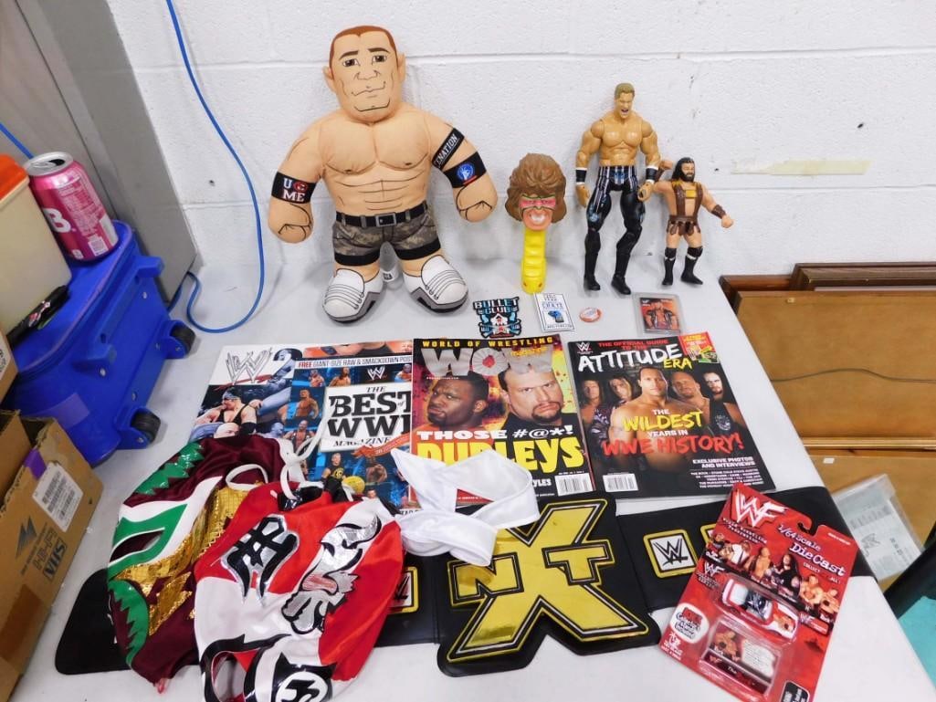 Vtg WWE WWF Wrestling Warrior Power Grip Squirt, Wrestler Figures, Championship Belt, Magazines, etc (1 of 10)