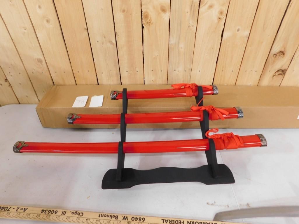 Set of 3 Swords with Sheaths and Stand (1 of 10)