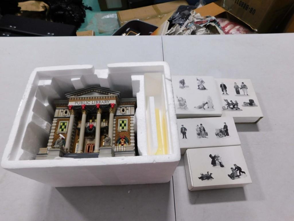 Dept 56 Hudson Public Library Christmas in the City Series 56.58942 Plus Accessories (1 of 4)