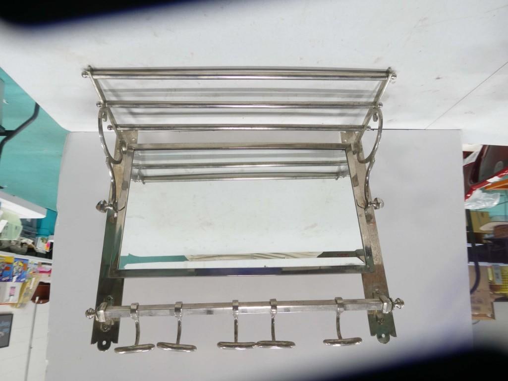 Vintage Metal Clothes Rack with Mirror with Beveled Edge (1 of 4)