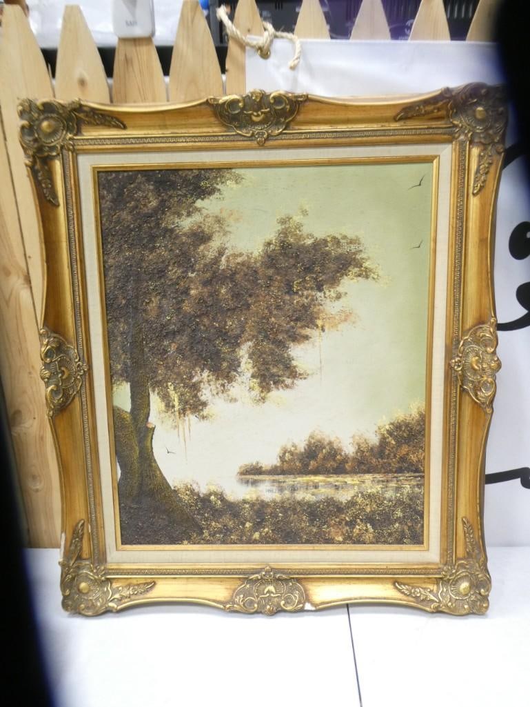 Framed Mixed Media on Canvas Signed Perez  Heavily textured in a nice frame 27" x 31" (1 of 3)