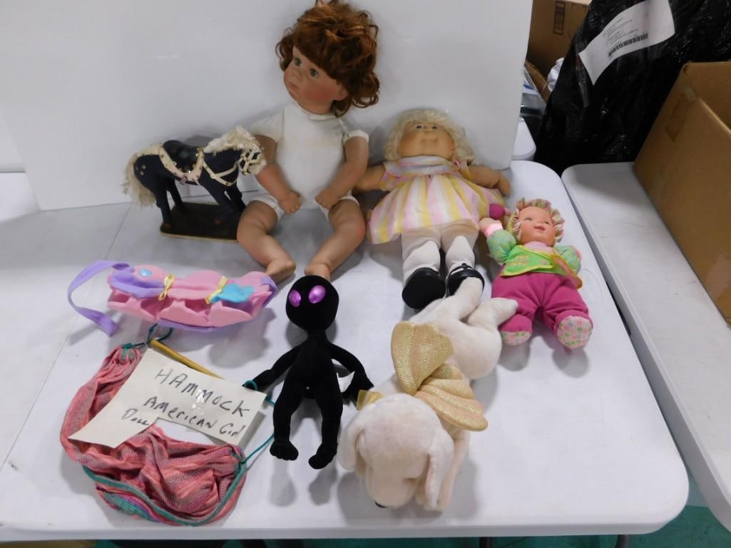 Doll Lot incl American Girl Hammock, Cabbage Patch Kid Doll, Plush Dog, etc (1 of 5)
