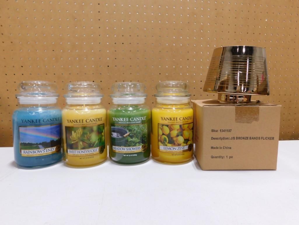 4 Yankee Candles 22 oz Large Jars and Glass Flicker Jar Cover New Lot (1 of 4)