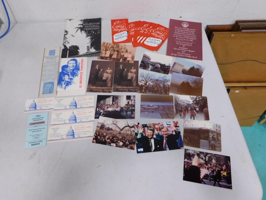Ephemera Lot including Ronald Reagan, 1981 Inauguration Ticket, photos, etc.: Ephemera Lot including Ronald Reagan, 1981 Inauguration Ticket, photos, etc.