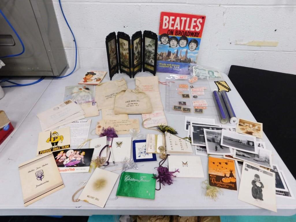Lot of Ephemera incl Vintage Photos, Beatles on Broadway Program, Bank Bags, Stamps, (1 of 9)