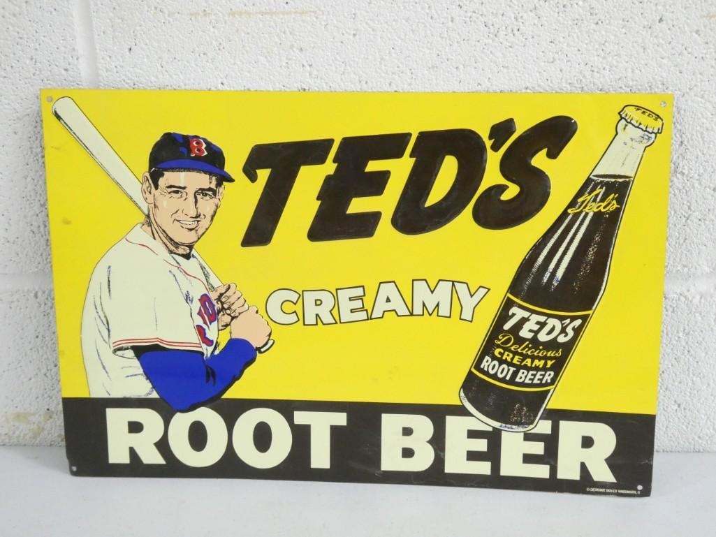 Vintage Ted's Creamy Root Beer Embossed Metal Sign (1 of 2)