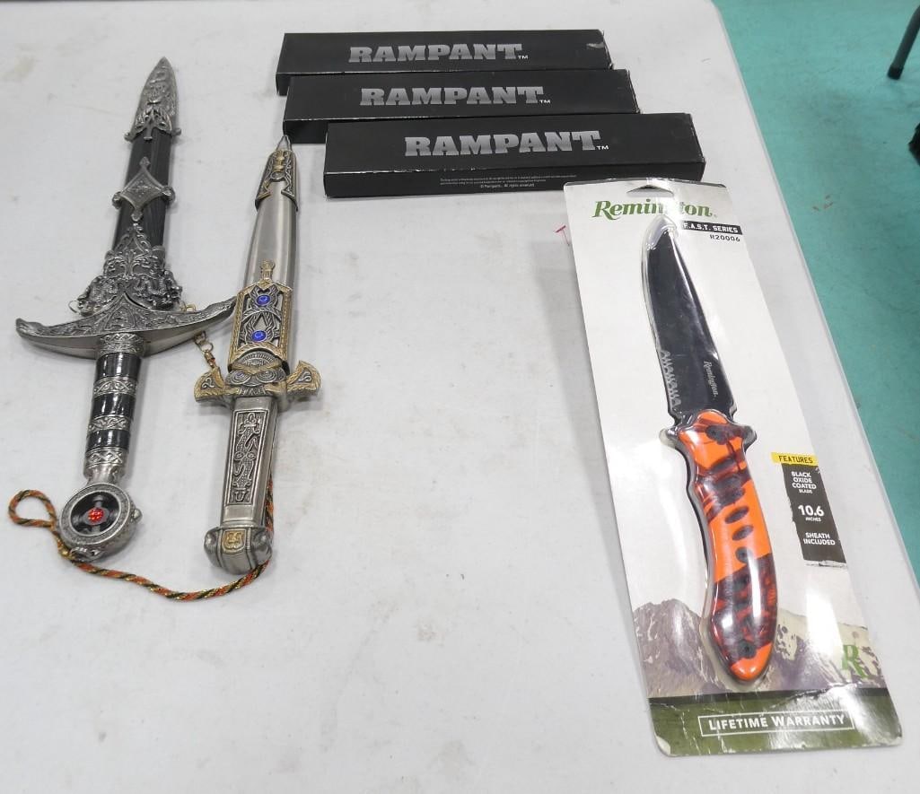 Knife Lot including Remington New in package, Rampant, Decorative knives with sheaths (1 of 17)