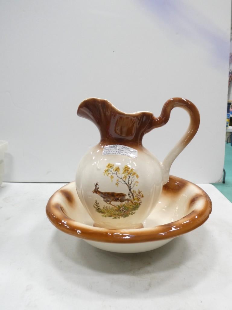 Antique / Victorian Pitcher and Basin Set - Transferware England (1 of 5)