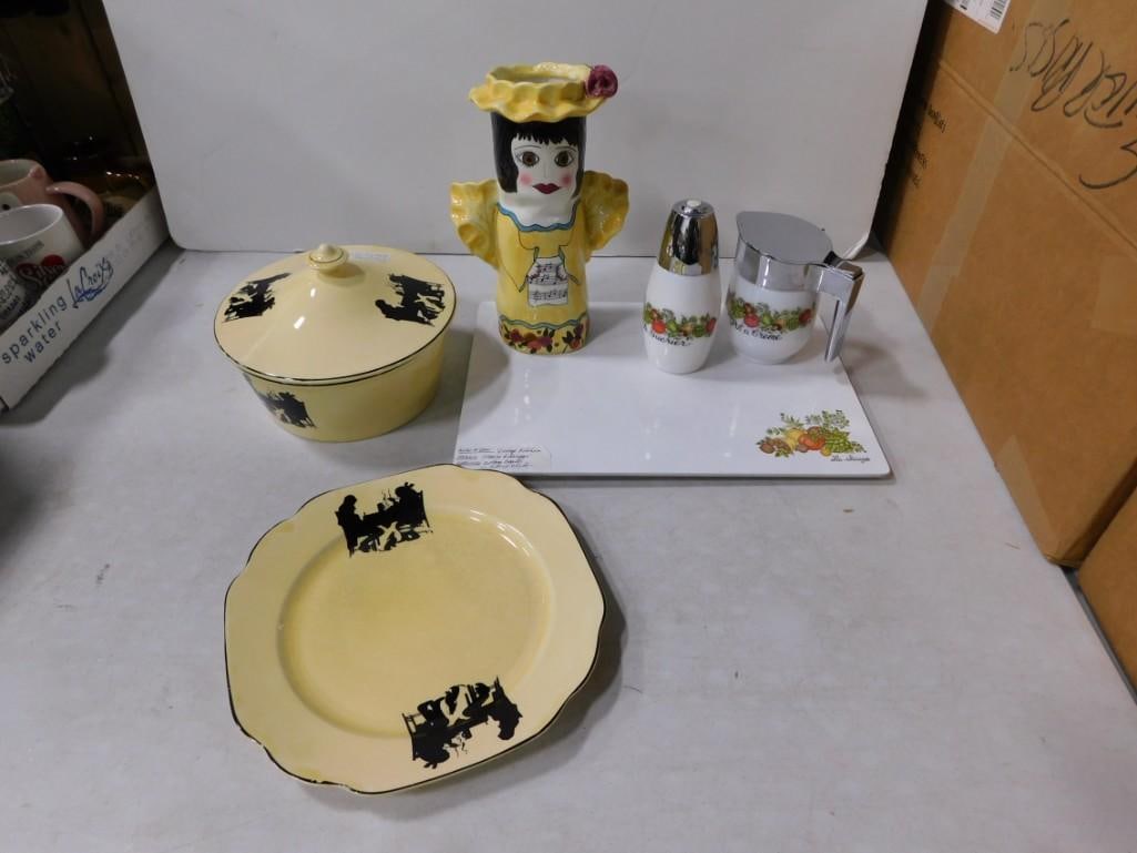 Vintage Kitchen Lot including Gemco Cream & Sugar, Corning Cutting Board, Spice o Life, (1 of 7)