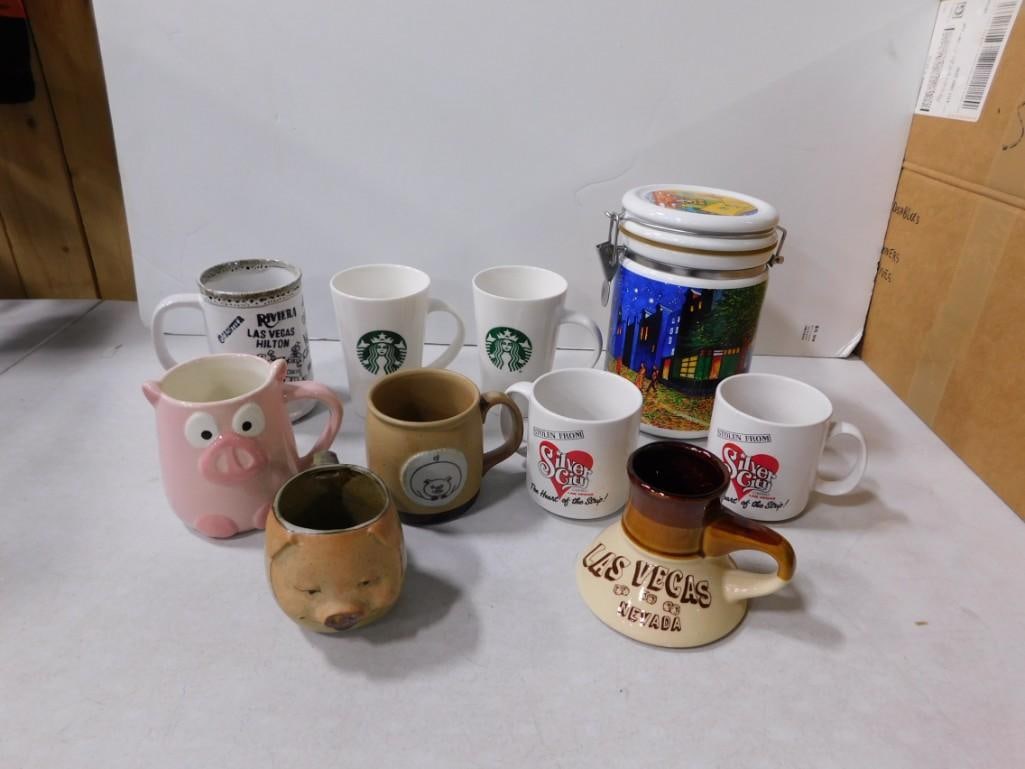 Assorted Coffee Mugs, etc. Including Starbucks, Las Vegas, Pigs etc. (1 of 2)