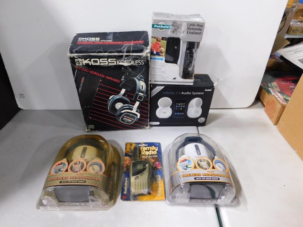 Misc Lot including Koss Kordless Headphones, Little Dog Remote Trainer,: Misc Lot including Koss Kordless Headphones, Little Dog Remote Trainer,Wireless headphones, Ipod Speakers, etc.