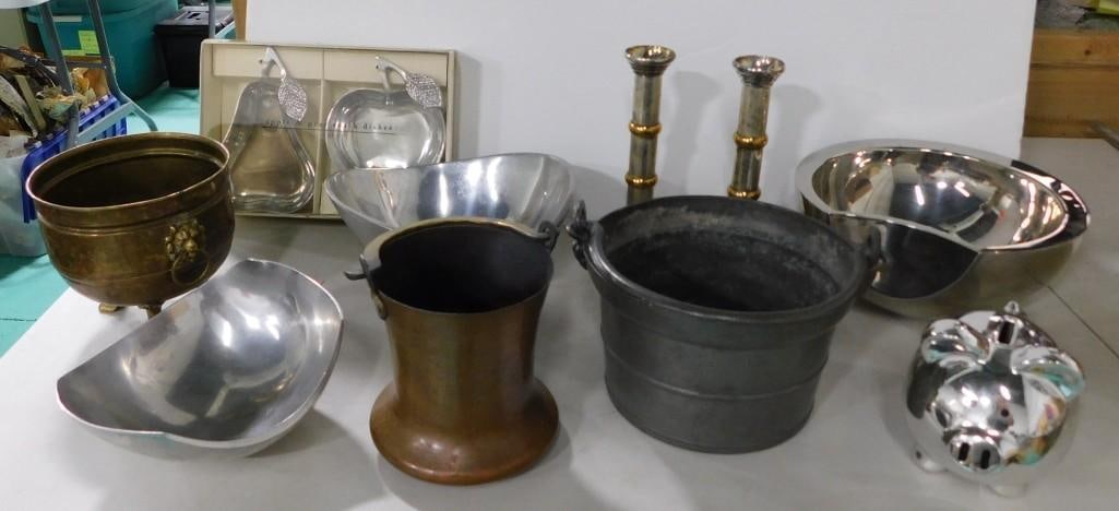 Misc. Lot including Brass, Copper, Metal Home Decor, Piggy Bank, etc. (1 of 6)