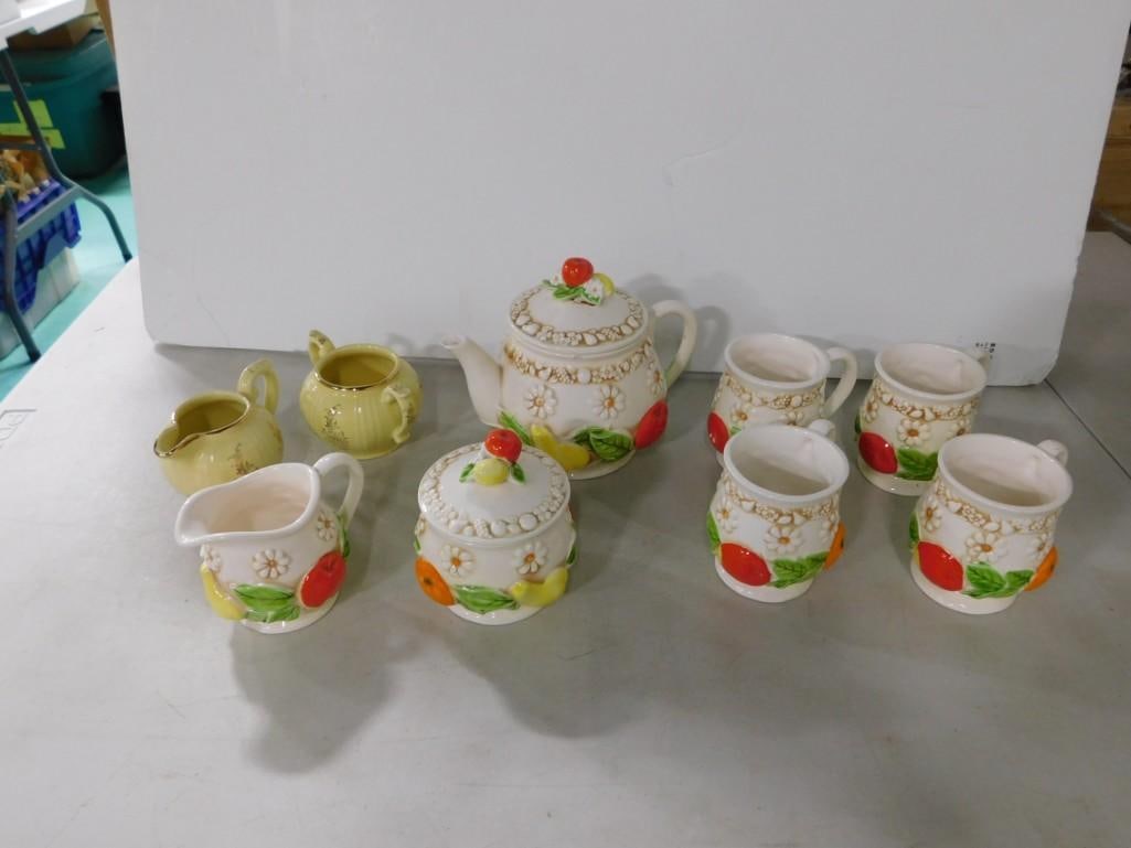1970's Fred Roberts Fruit & Daisy Tea Set and 1940's Pearl China Co Dalton: 1970's Fred Roberts Fruit & Daisy Tea Set and 1940's Pearl China Co Dalton