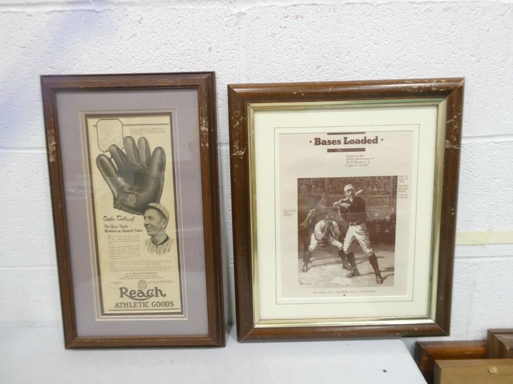 Pair of Vintage Framed Baseball Advertisements - Reach Athletic Goods Featuring Eddie Collins (1 of 4)