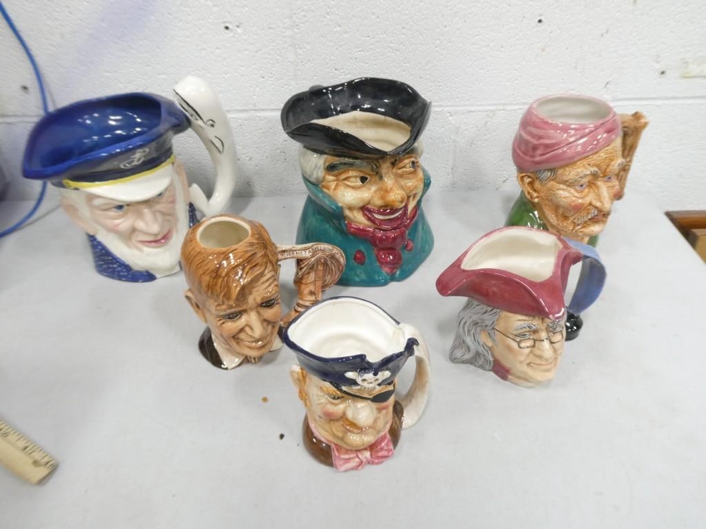 6 Ceramic Face Mugs including Old Staffs Toby Staffordshire England (1 of 9)