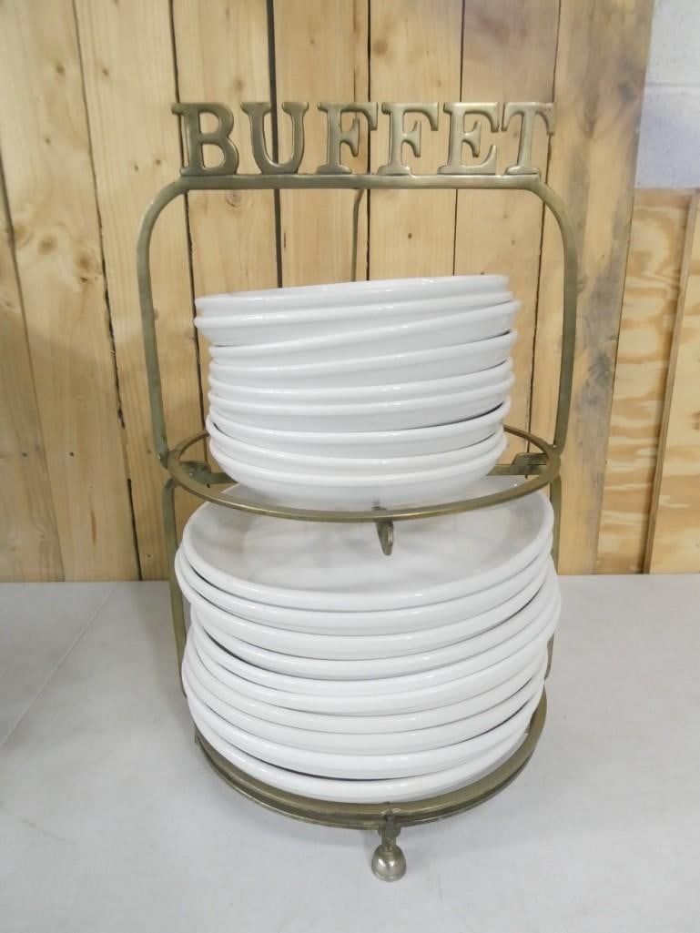 Crate & Barrel Dishes Plus a Stand incl Cups, Saucers, Plates, Bowls, etc (1 of 6)