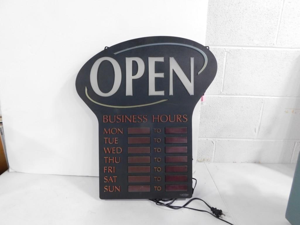 Open Business Hours Lighted Sign Lights Up (1 of 8)