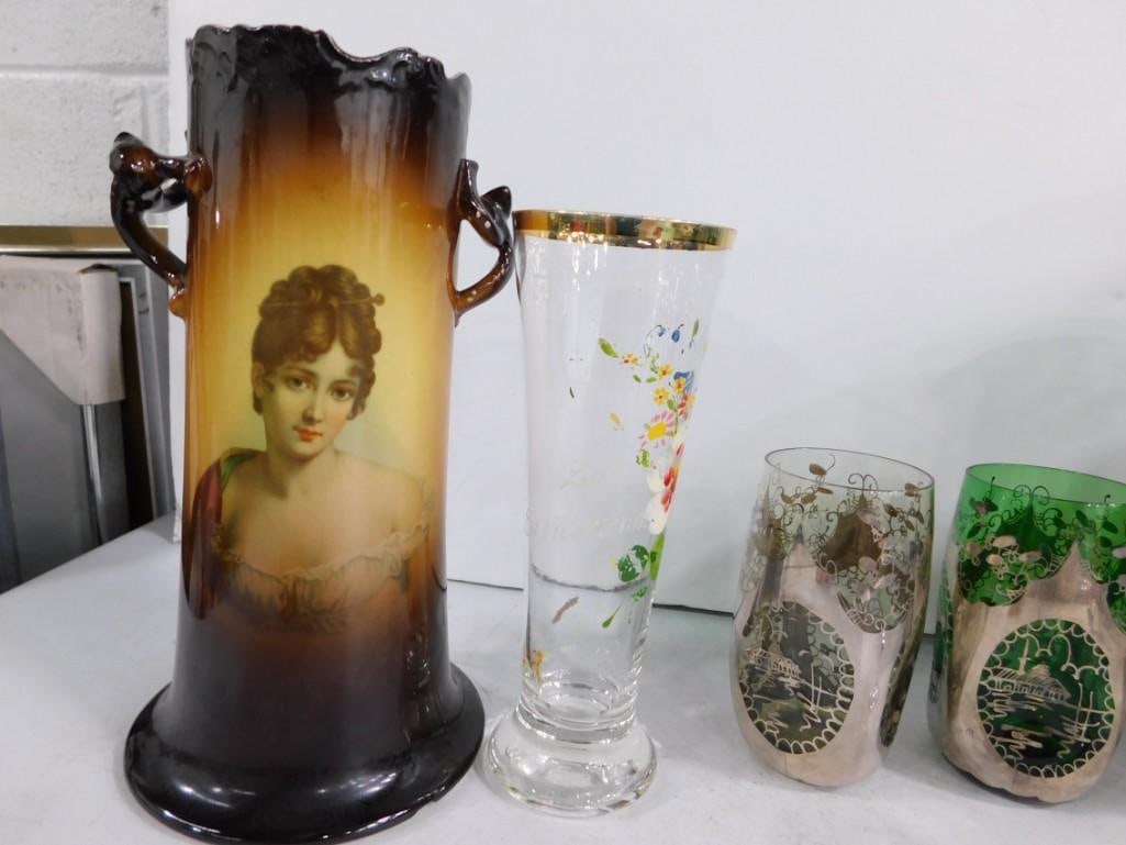 Vintage and Antiques incl 10GA Warwick Vase, Glass Pitcher and 2 Tumblers with Silver Accents, etc (1 of 5)