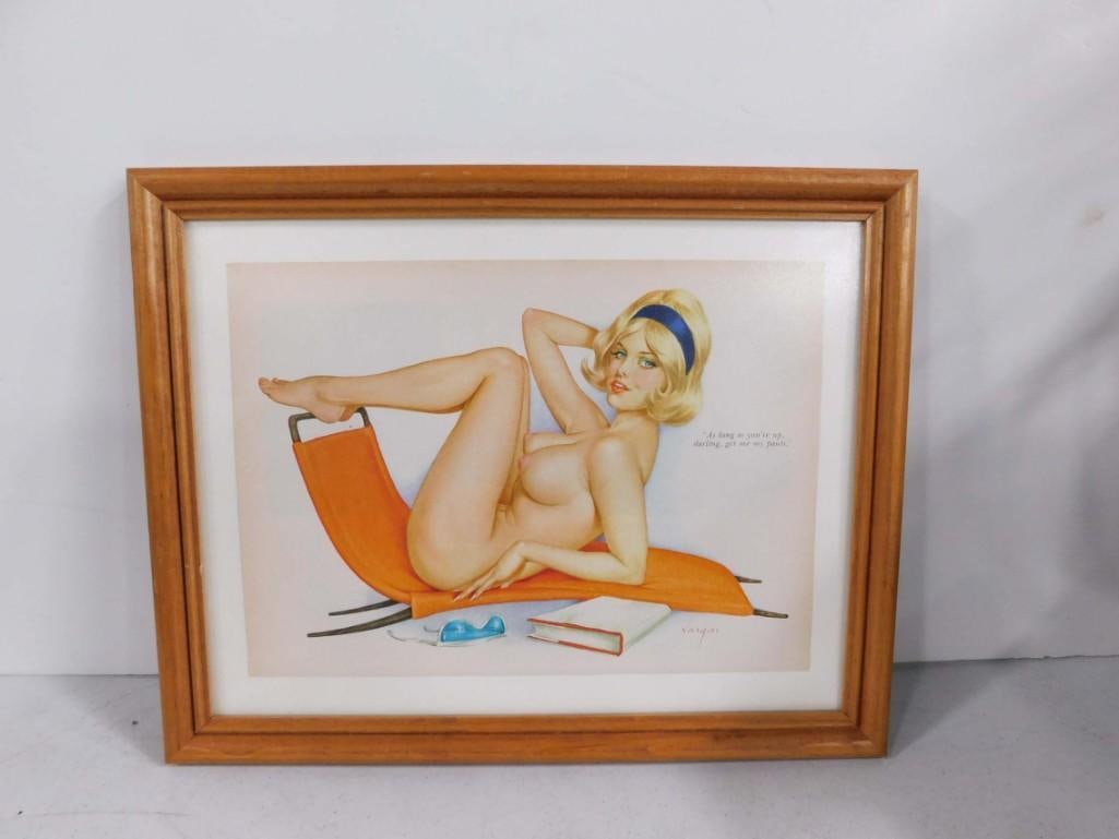 Framed Playboy Alberto Vargas Print of a Nude Woman 11 1/2" x 14 1/2": Framed Playboy Alberto Vargas Print of a Nude Woman 11 1/2" x 14 1/2"