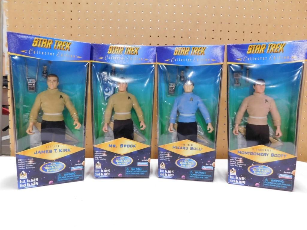 4 Star Trek Figures Playmates Collector Edition incl Mr Spock, Captain James T Kirk, Lt Hikaru: Lot of 4 Star Trek Figures Playmates Collector Edition incl Mr Spock, Captain James T Kirk, Lt Hikaru Sulu, Lt Commander Montgomery Scott . All new in Package