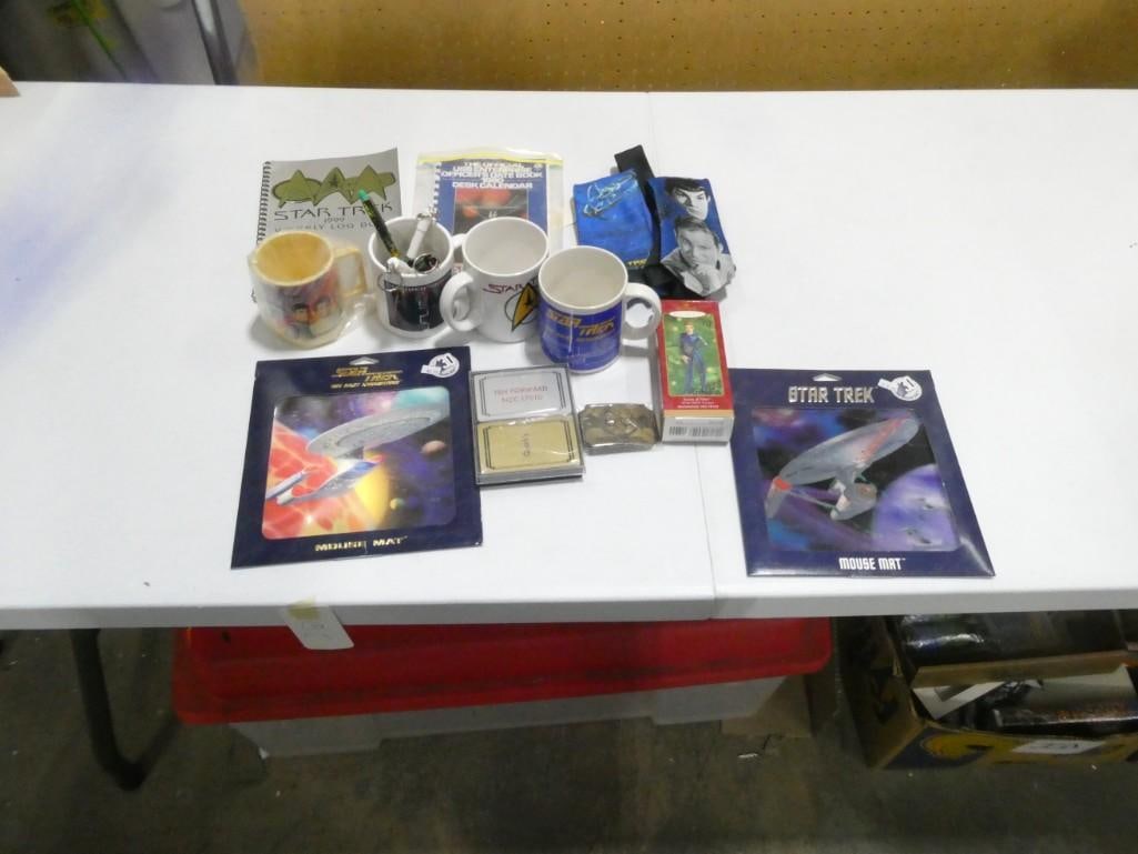 Star Trek Lot incl Belt Buckle, Ties, Playing Cards, Mugs, Books, Hallmark Keepsake Ornament, etc (1 of 7)