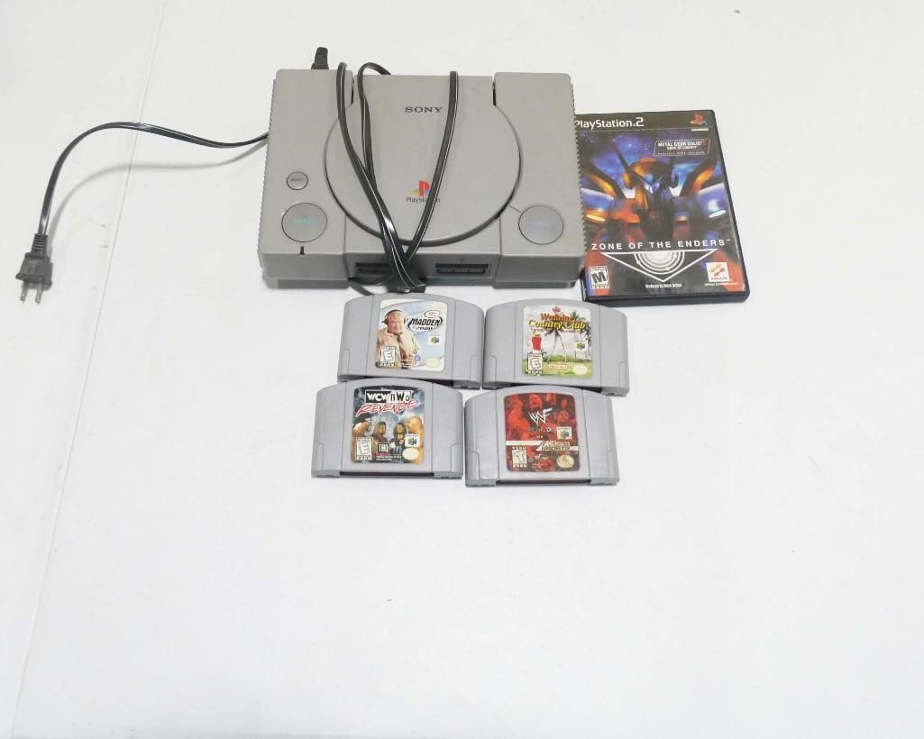 Sony PlayStation Console and Nintendo Games incl WWF, Madden 2000, Waialae Country Club, etc (1 of 5)