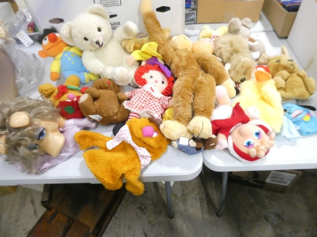 Large Lot of assorted Plush, Puppets, etc. Including Miss Piggy, Burt, Fozzy, The Snuggle Bear, etc. (1 of 9)