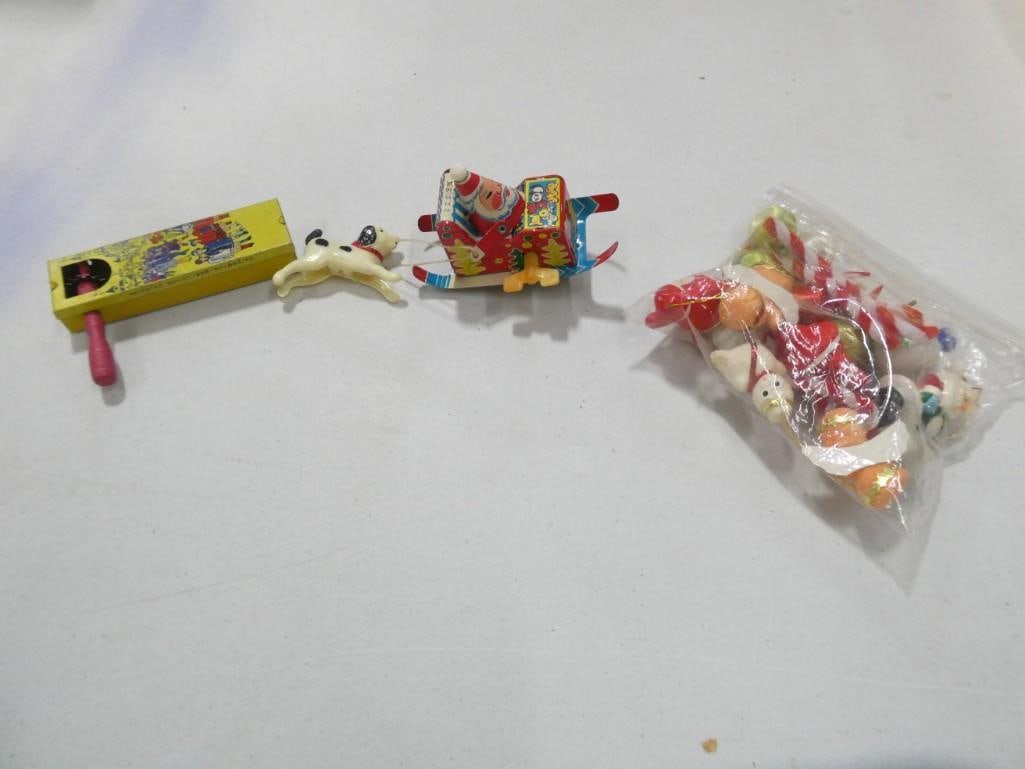 Vintage Toy Lot including Wind Up Santa Claus, Noise Maker, etc. (1 of 7)
