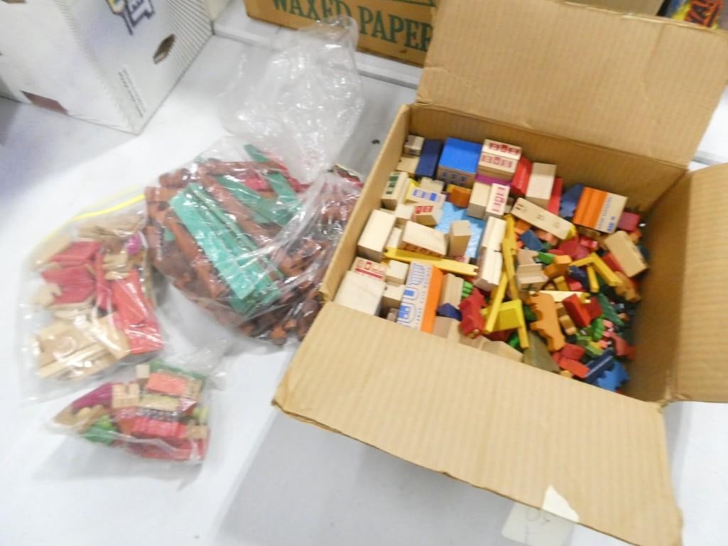 Wooden Toy Lot including Lincoln Logs, Blocks, etc.: Wooden Toy Lot including Lincoln Logs, Blocks, etc.