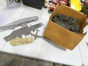 Large Box full of O Scale Model Train Track and some Models including Ideal Boat