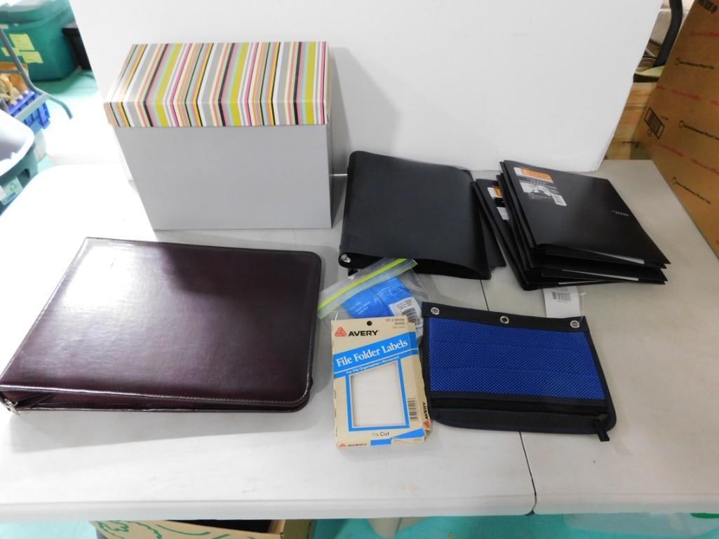 Assorted Office Supply lot including binders, folders, labels, etc. (1 of 3)