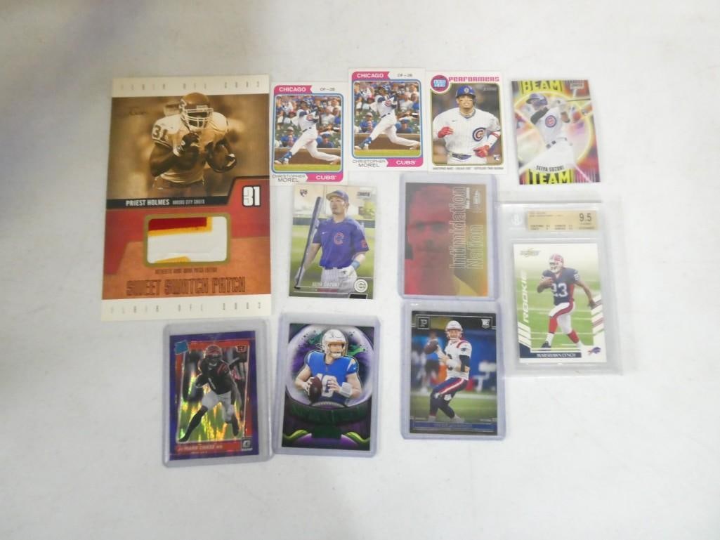 Sports Card Lot including 9.5 Graded Marshawn Lynch Rookie Card, Priest Holmes Game Worn Jersey Card (1 of 8)