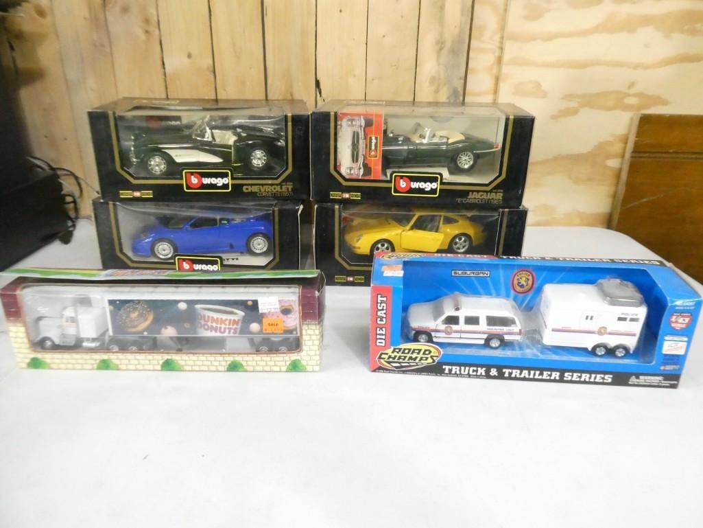 Lot of Model Cars and Vehicles incl Burago Bugatti, Burago Corvette, Burago Porsche, Burago Jaguar, (1 of 8)