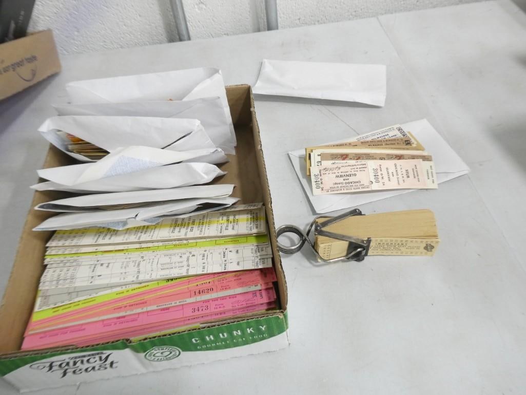 Large Lot of railroad Ephemera including old tickets - mostly Chicago Area, envelopes stuffed w/them (1 of 7)