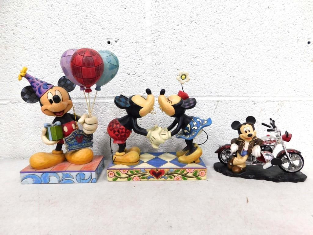 3 Disney Figures incl Mickey Mouse with a Motorcycle, Mickey and Minnie Kissing, and Mickey with Bal (1 of 9)