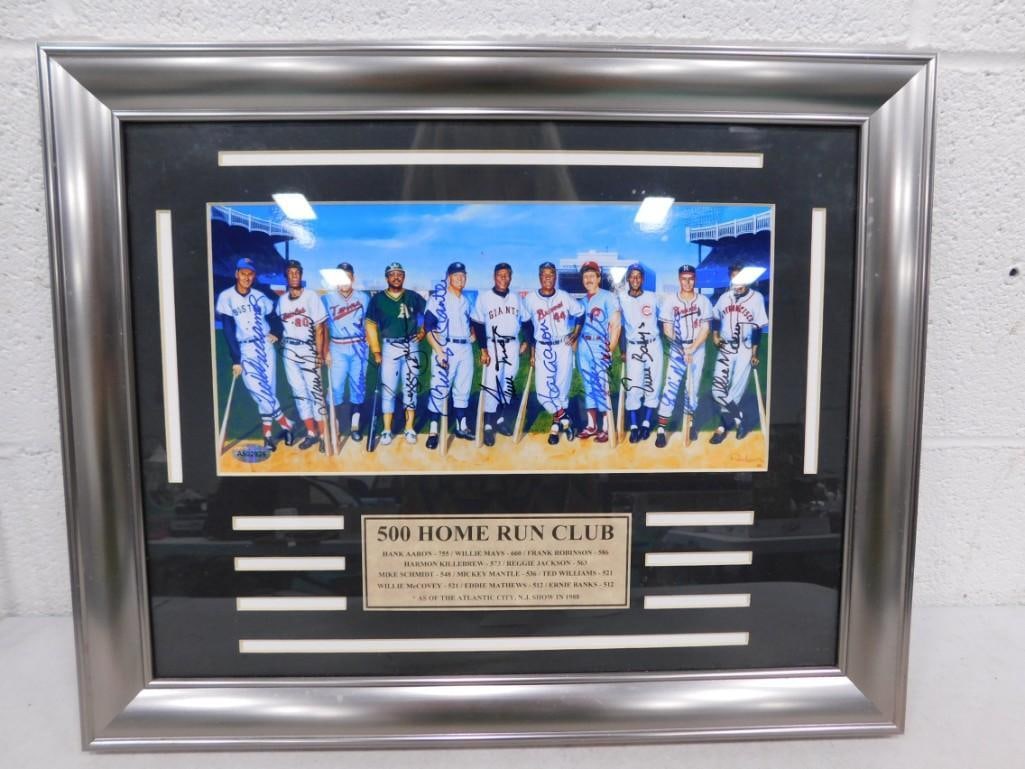 Framed "500 Home Run Club" Baseball Plaque with Signatures (1 of 5)